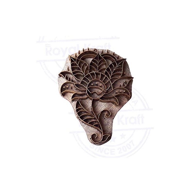 Arty Crafty Print Stamp Brass Lotus Shapes Wooden Clay Block