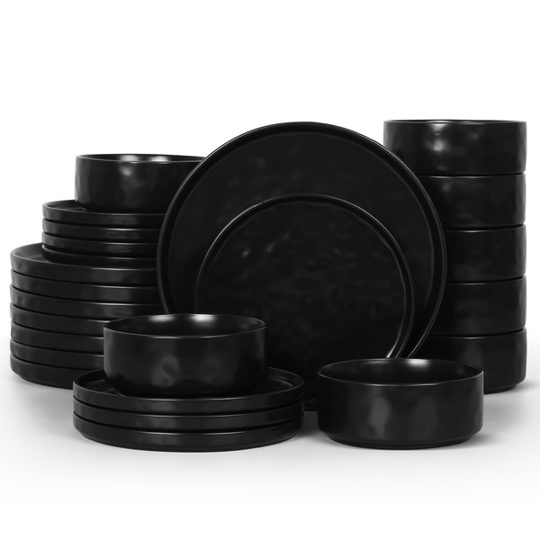 LIANYU Stoneware Dinnerware Dishes Sets for 8, 24 Piece Plates