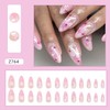 24Pcs Pink Press on Nails Almond Medium Glossy Full Cover