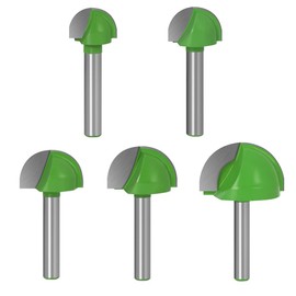Saipor 5 Pieces Hollow Groove Cutter Set 6 mm Shank Milling Cutter Round Nose Cove Core Box Router Cutter Radius Cutter Ball Cutter Carbide Woodworking Cutter (Diameter 16/18/22/25/32 mm)