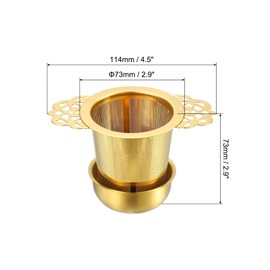 uxcell 1 Pcs Tea Infuser Filter with Handle, Drip Bowl, Fine Mesh Loose Tea Steeper, Stainless Steel Tea Strainer for Brew Loose Leaf Tea, Titanium