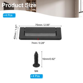 PATIKIL 3" Hidden Closet Handles 4 Pcs Zinc Alloy Concealed Drawer Pulls Hardware with Screws for Kitchen Bedroom Furniture, Black