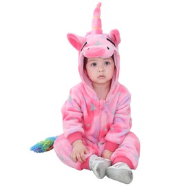 Doladola Baby Romper with Hood Flannel Jumpsuit for Boys Girls Animal Unicorn Overall for Children, star