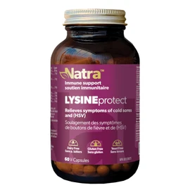 Natra LYSINEprotect 60 V-Capsules - Immune Support Relieves Cold Sores, HSV, Sore Throats with L-Lysine, Andrographis, Olive Leaf, Prunella, Zinc, Vitamin C & B6 - Dairy Free, Gluten Free, Yeast Free