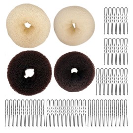 4 Tabletthaarringe Und 50-Teilige U-Förmige Clips, Donut-Förmige Haarringe, Diy-Styling Und Vielseitige Haarzubehör, Geeignet Für Frauen Und Kinder.