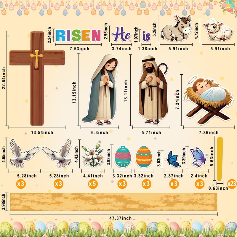 Maqiauly Easter Bulletin Board Decorations He Is Risen Cross Church
