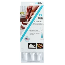Hutzler Disposable Decorating Bags and 3 Decorating Nozzles Set