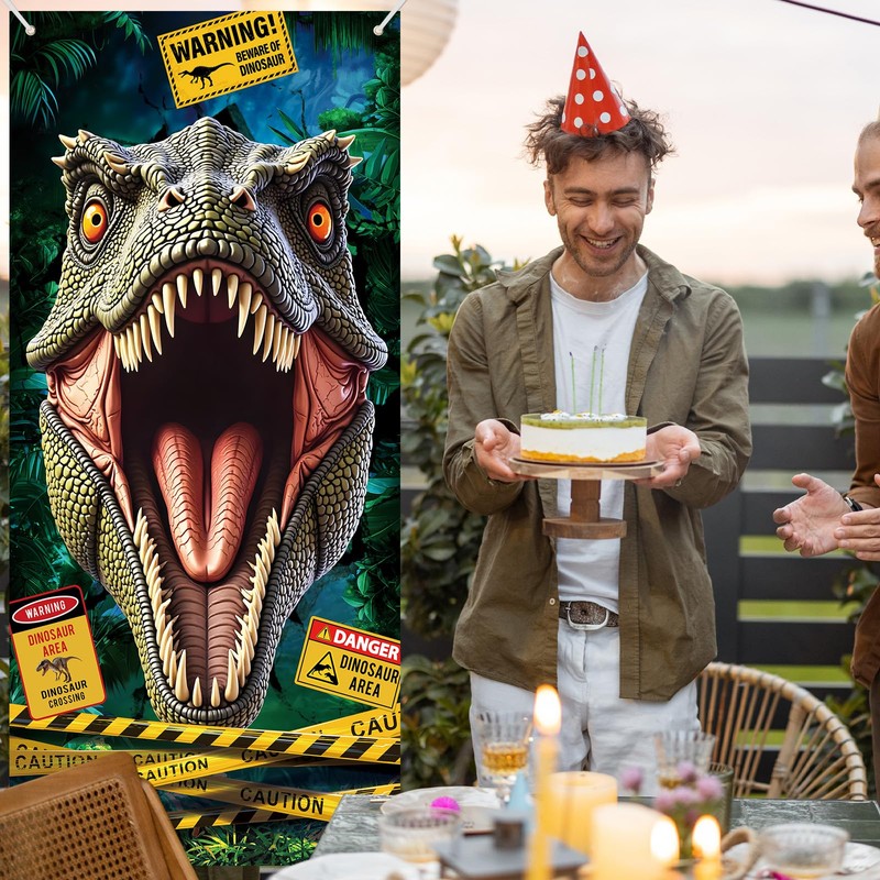 Dinosaur Birthday Banner Dino Door Banner Porch Sign for Boys