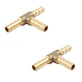 VEDA 2 Pecs 6mm Brass 3 Way Air Gas T Shaped Hose Barb Connector