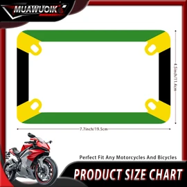 Jamaica Flag Motorcycle License Plate Frame Stainless Steel Jamaican Flag Funny Tag Holder 4 Holes Men Women Motorcycle Accessory with Screws Nut Caps 7.7" x 4.5" for Bike Motorcycle
