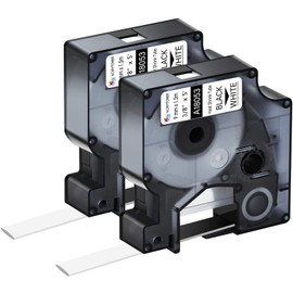 KCMYTONER Compatible for Dymo 18053 Heat Shrink Tubes 9mm Label Tape for Wires Cables 3/8 Inch x 4.9 ft Used in Rhino Pro 3000, 4200, 5200, 5000, 6000 Industrial Label Makers, Black on White, 2 Pack