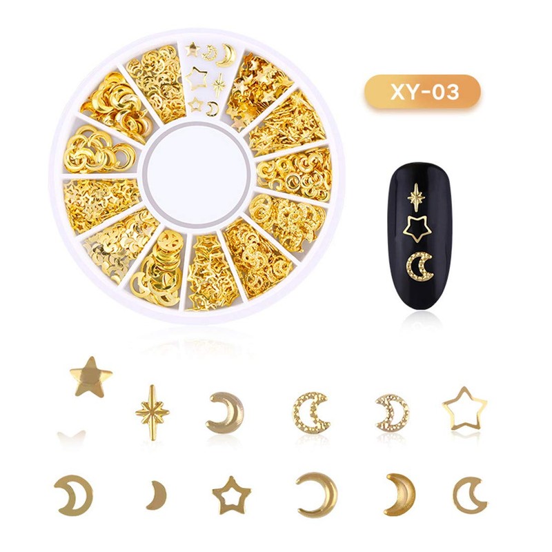 6 Boxes Nail Art Studs - 3D Decorations Alloy Gems