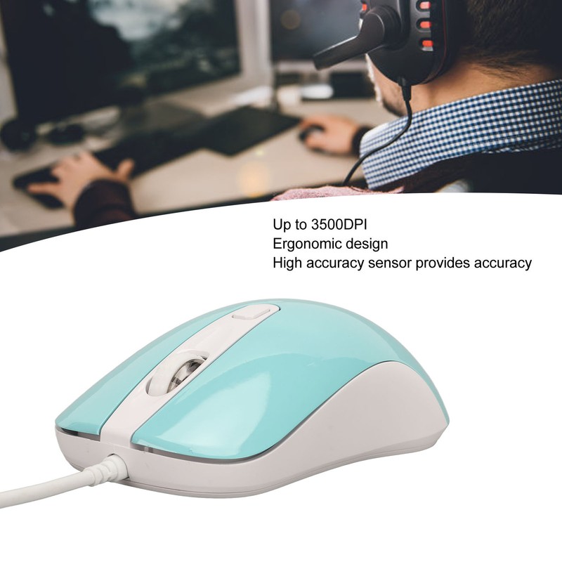 Wired Gaming Mouse RGB Backlit 3500DPI 4 Button Ergonomic Design