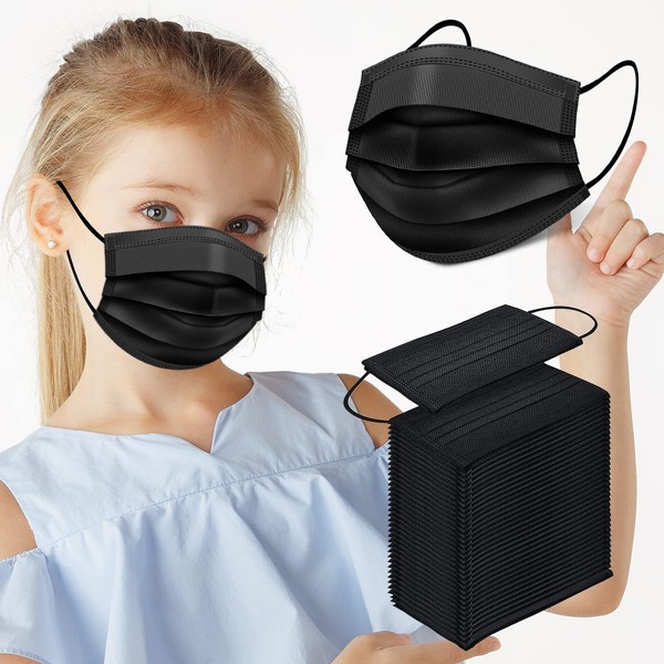 BINGFONE Black Disposable Face Masks, 100 Pack Disposable Face Masks