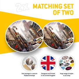 Vinyl Stickers (Set of 2) 10cm - New York Oil Painting Cityscape Decals for Laptops,Tablets,Luggage,Scrap Booking,Fridges, 21940