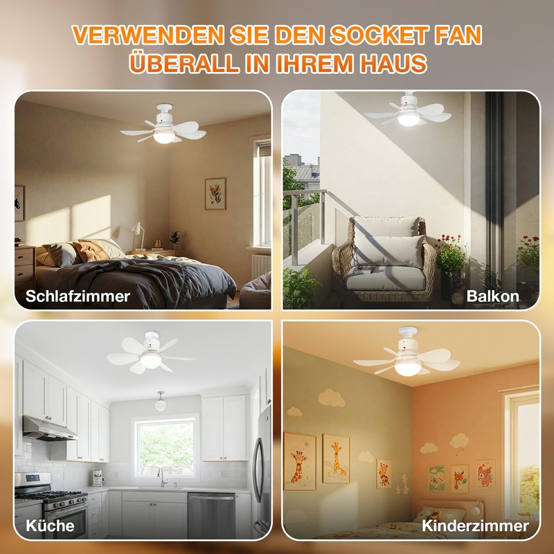 Laybasic Deckenventilator mit Beleuchtung und Fernbedienung, Klein LED Dimmbare Deckenleuchte