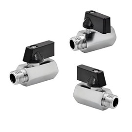 RQG 1/4" Brass Mini Ball Valve，Shut Off Switch Ball Valve 1/4"NPT Male x 1/4"NPT Female Standard Connections with Polished Chrome Finish(Pack of 3)