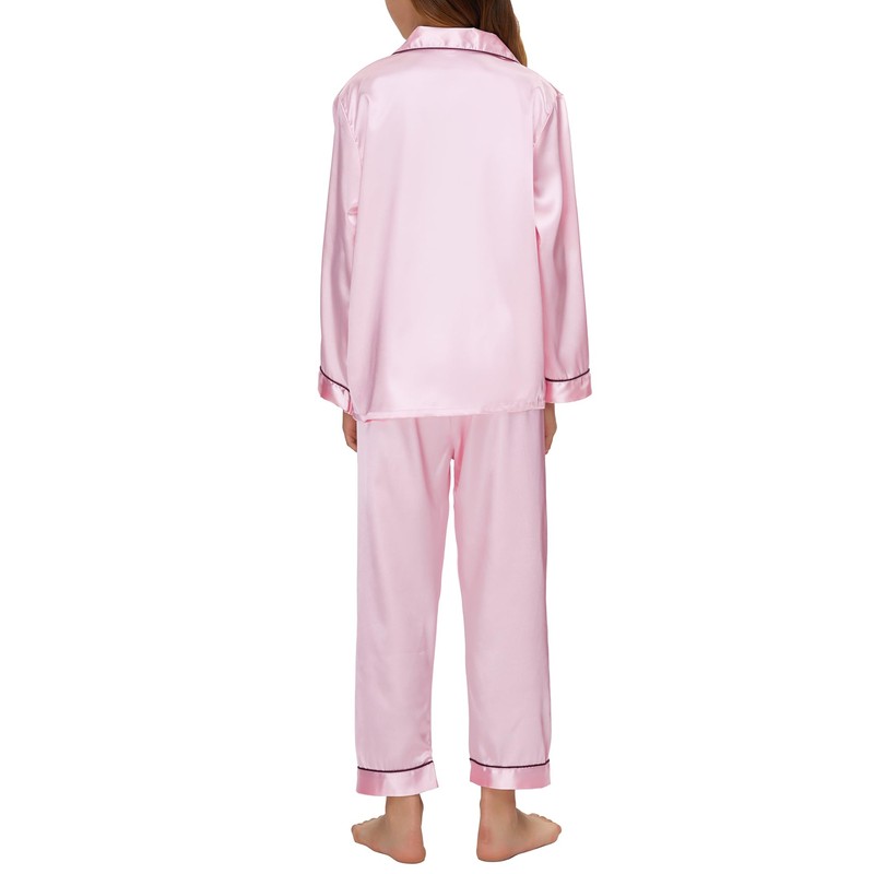 EPLAZA Kids Satin Pajamas Sets Girls Boys Button-Down Silky Pajamas