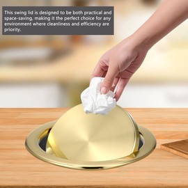 Trash Can Lid 304 Noble Gold Embedded Trash Bin Flap Cover, 8.22 Inch Round Swing Lid for Kitchen, Bathroom, and Home Use, Waste Bin for Protection