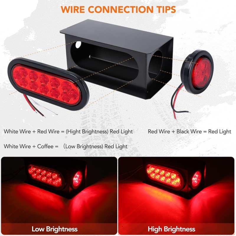 OGATOO Steel Trailer Light Boxes Housing Kit, Red Oval 6"