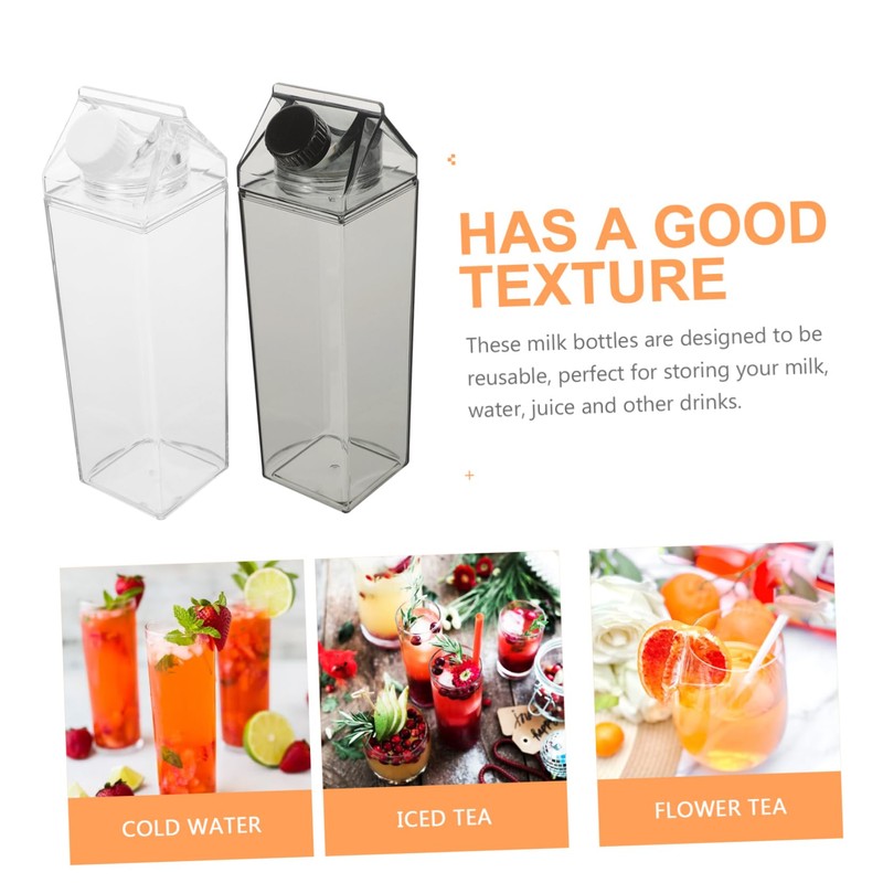 Alipis 2 Pack Milk Carton Water Bottles Reusable Milk Jugs