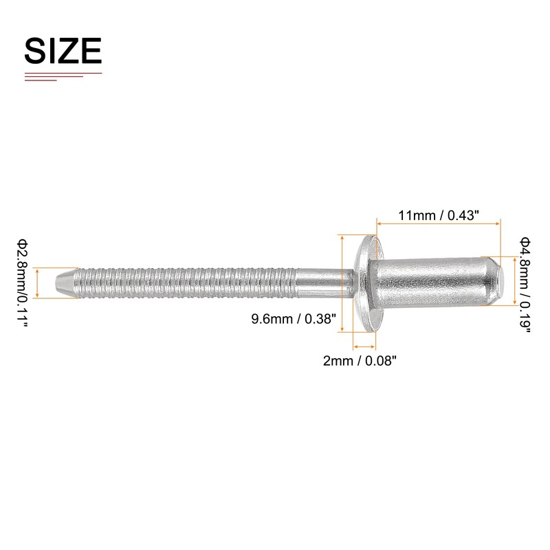 DTGN 4.8 mm x 11 mm (DxL) Blind Rivets -