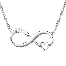 Besilver Infinity Love Mom Heart Necklace 925 Sterling Silver Birthday Gift for Mom Baughter Wife New Mom Mother to be Necklace FP0036W