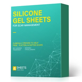 Medical Grade Big Silicone Scar Sheets 6" x 5", 4 Patches, Silicone Gel Sheets for Scars Treatment, Scar Removal Wound Care Product (green)