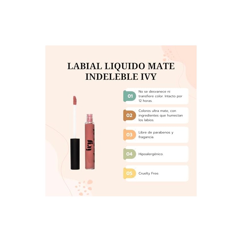 Labial Liquido Mate Indeleble IVY (802 Vivid Orchid, 4.8g)
