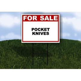 POCKET KNIVES For Sale Whte Red Black 1 Double Sided 18x24 in Yard Road Sign w/stand