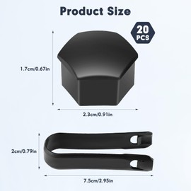 LTMMC 20PCS 17mm Wheel Nut Covers, Black Wheel Nut Caps, Universal Wheel Bolt Covers with Removal Tool