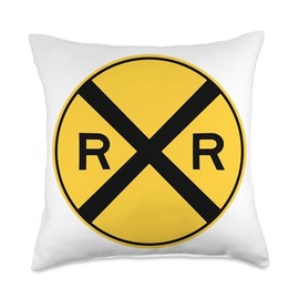 Railroad Crossing Sign Throw Pillow