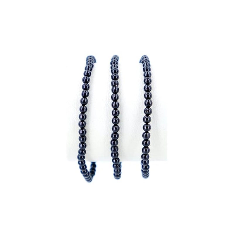 Taddart Minerals - Black Onyx Natural Gemstone Bracelet with 4mm