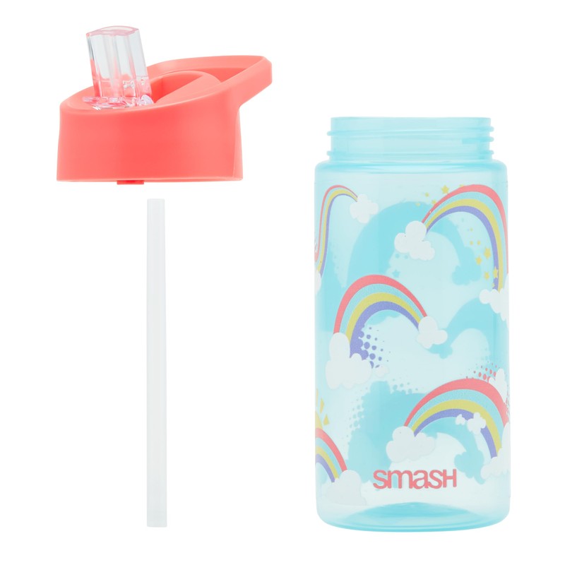 Smash Water Bottle 450ml -Light Blue Rainbow Design