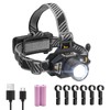 VEVOR Headlamp, Bright LED Rechargeable Headlight, Lightweight Head Flashlight with