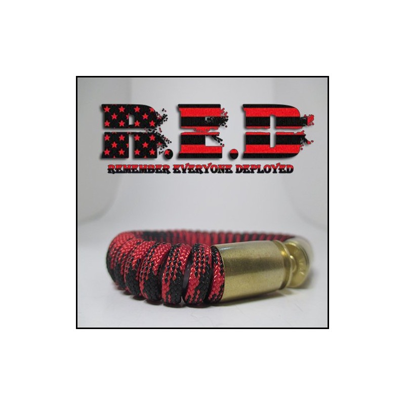 RED Friday Paracord 40 Caliber Bullet Casing Bracelet