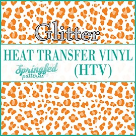 White & Orange Leopard Spots Pattern #3 Glitter HTV 12x18 Sheet Heat Transfer Vinyl Cheetah Print