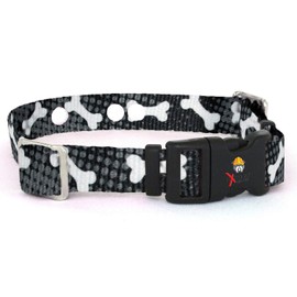 Replacement Receiver Collar Straps for All Brands Electric Dog Fences | Black with White Bones | PetSafe, Invisible Fence, More (Up to 12" Neck)
