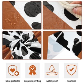 Remagr 54 x 108 Inch Cow Tablecloth for Party Western Table Cloth Cowboy Cowgirl Table Print Runner Highland Birthday Decor My First Rodeo Farm Festivals Story Supplies(Khaki Pattern,3pcs)