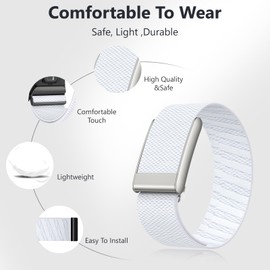 KONXISA Wrist Band For WHOOP 5.0, Adjustable Sport Comfort Nylon Elastic Braided Wristband with Velcro, Replacement Wrist Strap with Breathable, Sweatproof, Lightweight Sport Strap, White