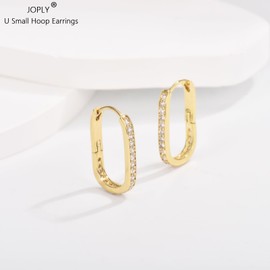 Sterling Silver Hoop Earrings for Women Men, Small Silver Cartilage Huggie Hoop Earrings | Hypoallergenic Cubic Zirconia Rectangle Hoop Earring Jewellery Gifts for Ladies Girls Birthday Christmas