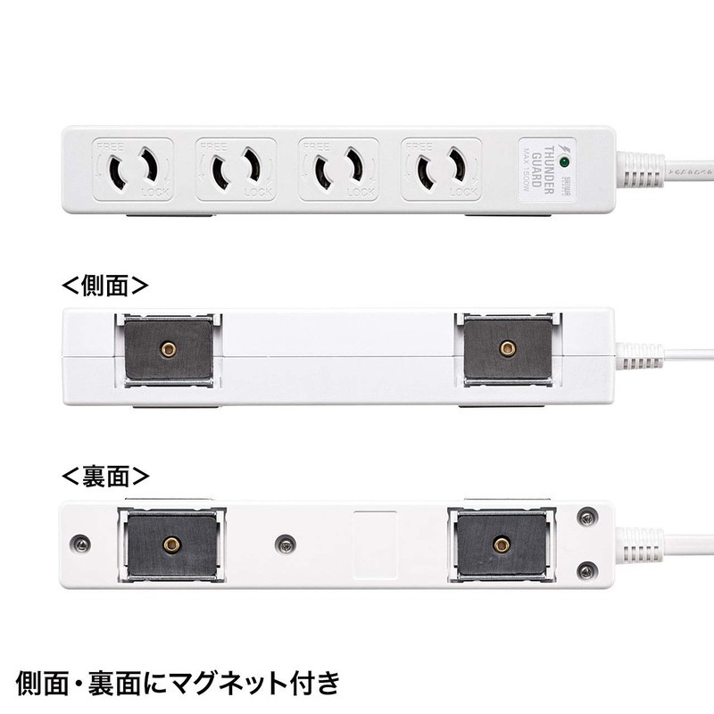 Sanwa Supply TAP-SPWMG24-3 Lightning Guard Tap, 2P, 4 Openings, 9.8