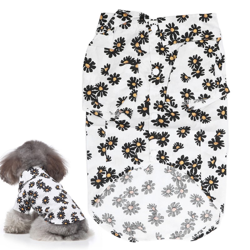 Daisy Print Dog Shirt Soft Breathable Flexible Pet T Shirt