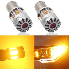 Eseastar S25 180° LED Turn Signal, 180° LED Turn Signal, Amber P21/5W, 1157 Bulb, Equipped with Cooling Fan, High Fla Prevention, Built-in CANBUS Canceller, Noise Suppression, Stealth 12V-24V,