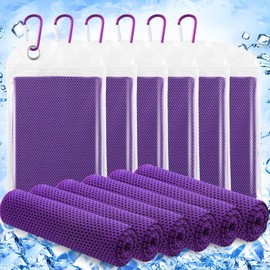 Hosuly 6 Pack Cooling Towels 40" x 12" Cooling Towels for Neck and Face, Cooling Towels for Hot Weather Ice Breathable Chilly Portable Cooling Neck Wraps for Yoga (Purple)