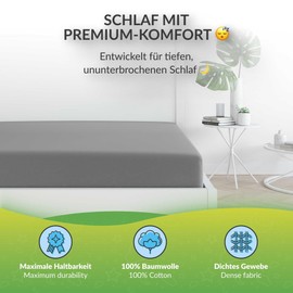 etérea Comfort Jersey Fitted Sheet in Various Sizes and Colours, Soft Fitted Sheet Made from 100% Cotton, Flat Sheet with Approx. 25 cm Base Height and 140 g/m²