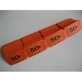 100 Orange 50 cents Consecutively Numbered Raffle Tickets