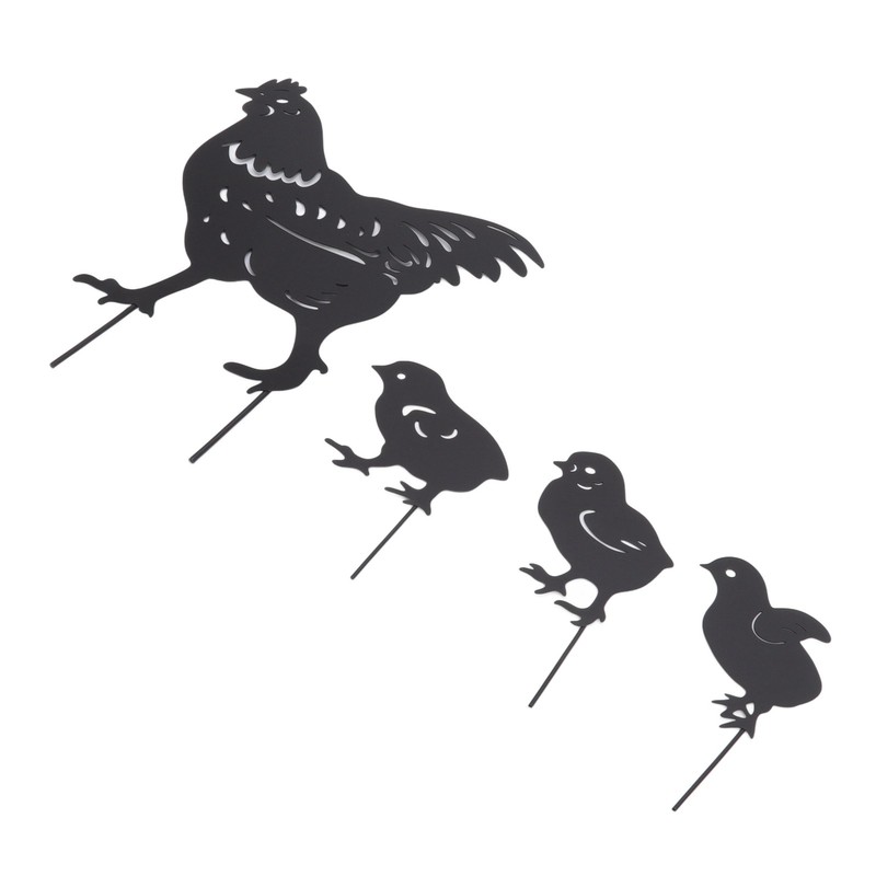 4Pcs Hen Chicken Silhouette Hollow Stake Design Cute Hen Chicken