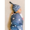 Copper Pearl Baby Beanie Hat Top Knot Stretchy Soft Patriot