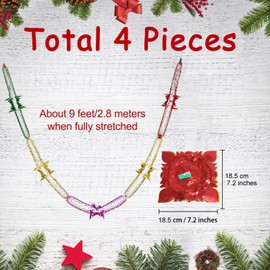 4Pcs Christmas Ceiling Decorations, Christmas Foil Garland Festive Hanging Swirl Decorations for Indoor Outdoor Christmas Decorations Supplies,9ft